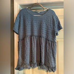 entro women’s flowing short sleeve blouse, large, 60% rayon/40% polyester